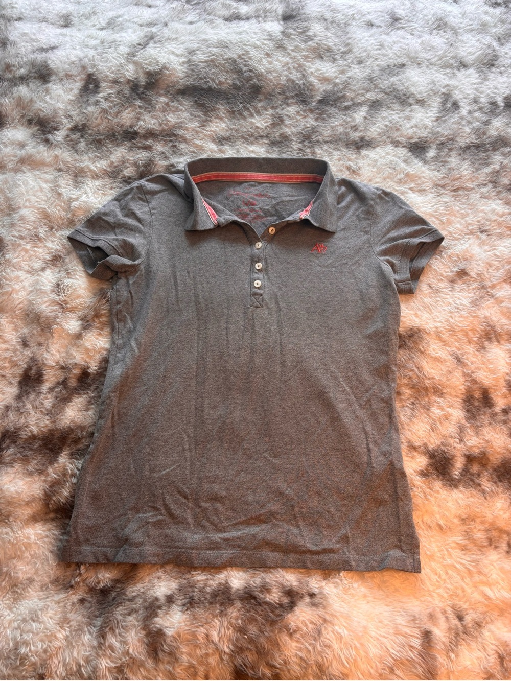 Aeropostale Women's Gray Polo with Pink Trim
